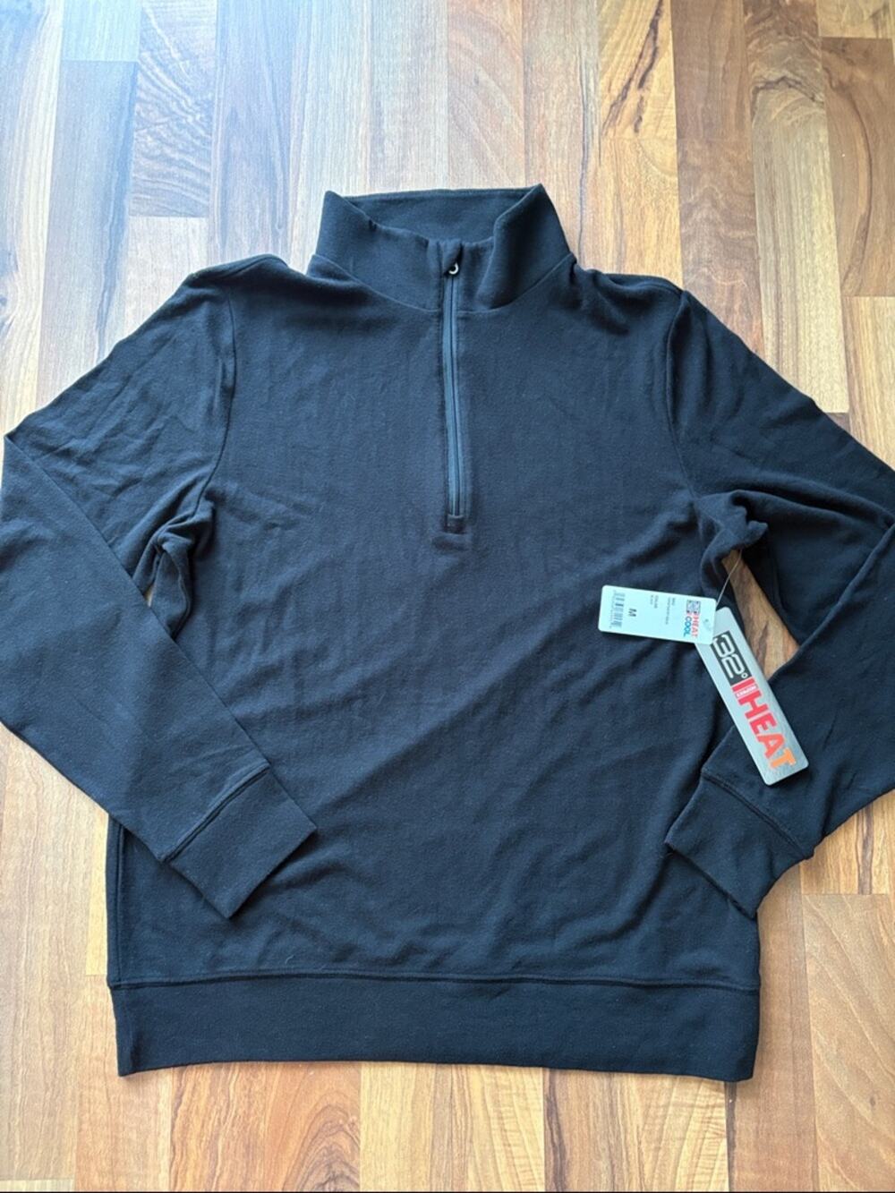 32 degrees Men's Black Half-Zip Thermal Sweater Size M NWT